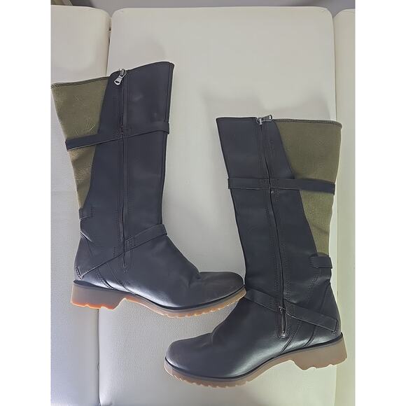 Teva Leather Riding Boots Size 7 Waterproof Knee High Indie Boho Chic Winter - Picture 5 of 8